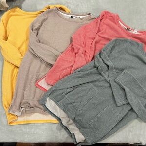 4 Pack Modern Soul Women's Long Sleeve Knitted Woven Long Top with Pockets